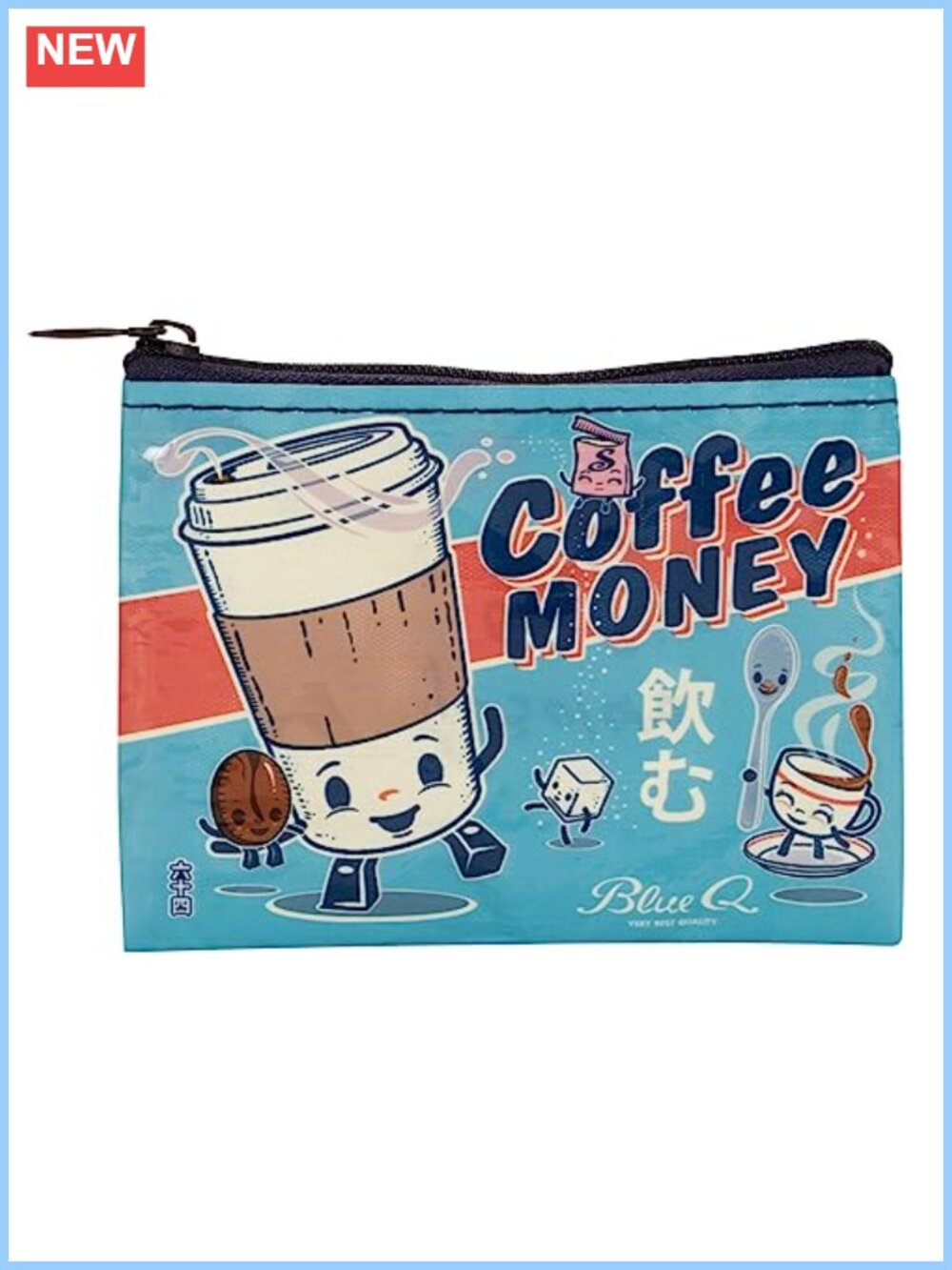 Small Zippered Coin Purse Pouch Recycled Plastic Keychain Wallet